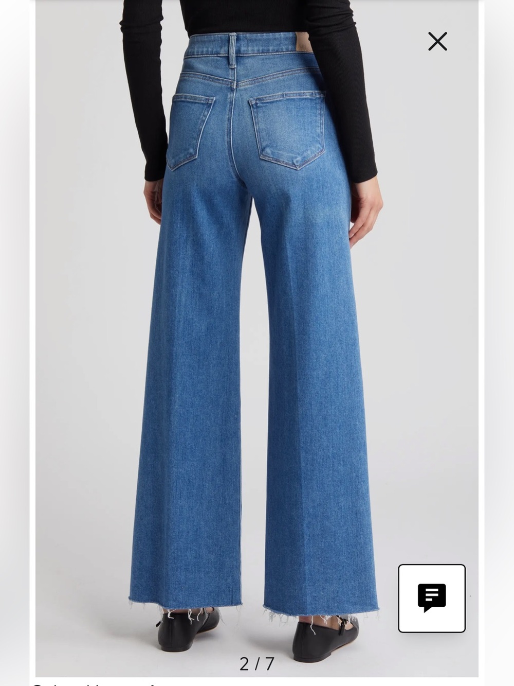 PAIGE Anessa Wide Leg raw hem jeans in Mesmerize - Picture 2 of 10